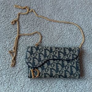 Christian Dior Monogram Saddle Wallet Navy